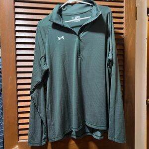 Men’s Under Armour Striped Green Pullover Quarter Zip